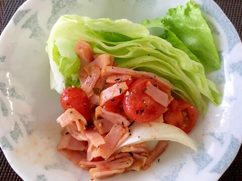 レタスのベーコントマトサラダ